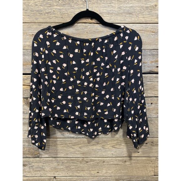 Billabong Women's Black Floral Light It Up Off the Shoulder Long Sleeve Top S - Picture 5 of 5